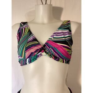 1456 NWT Bikini Bay Mura Crisscross Underwire Cup Size Top Multi Rainbow 38D